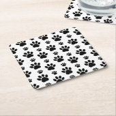 Muster, Hundeschrauben, Paw Prints, Schwarz und We Rechteckiger Pappuntersetzer (angewinkelt)