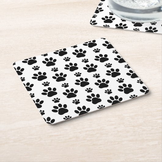 Muster, Hundeschrauben, Paw Prints, Schwarz und We Rechteckiger Pappuntersetzer (angewinkelt)