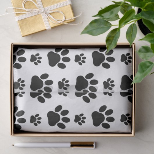 Muster, Hundeschrauben, Paw Prints, Schwarz und We Seidenpapier (Geschenk)