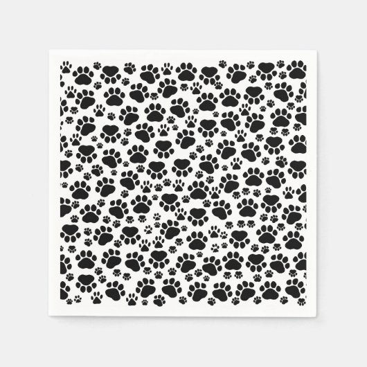 Muster, Hundeschrauben, Paw Prints, Schwarz und We Serviette (Vorderseite)
