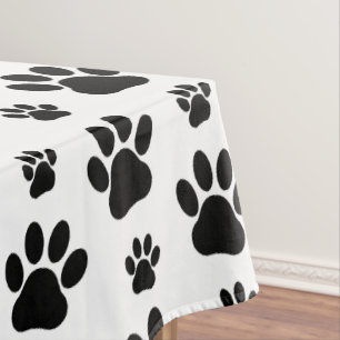 Muster, Hundeschrauben, Paw Prints, Schwarz und We Tischdecke