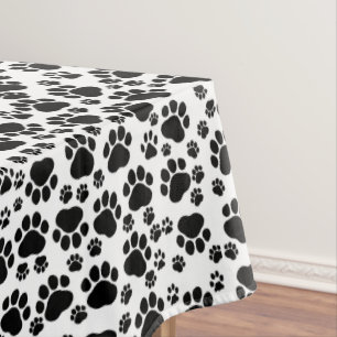 Muster, Hundeschrauben, Paw Prints, Schwarz und We Tischdecke