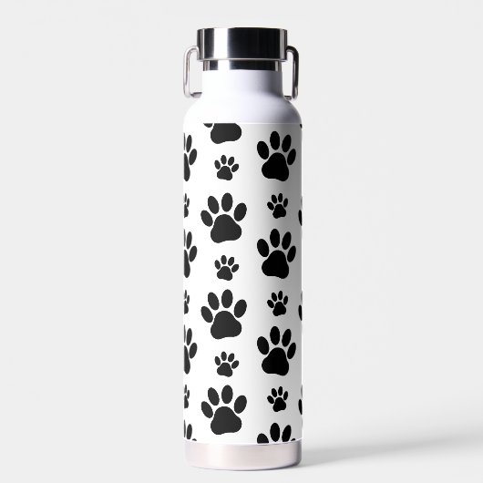 Muster, Hundeschrauben, Paw Prints, Schwarz und We Trinkflasche (Vorne)