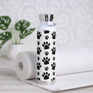 Muster, Hundeschrauben, Paw Prints, Schwarz und We Trinkflasche