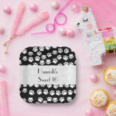 Muster, Hundeschrauben, Schwarz und Weiß, Süß 16 Pappteller (Party)