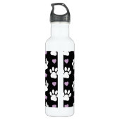 Muster, Hundeschrauben, weiße Pfoten, Lilakherzen Edelstahlflasche (Rückseite)