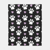Muster, Hundeschrauben, weiße Pfoten, Lilakherzen Fleecedecke (Vorderseite)