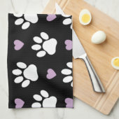 Muster, Hundeschrauben, weiße Pfoten, Lilakherzen Geschirrtuch (Viertel Falte)