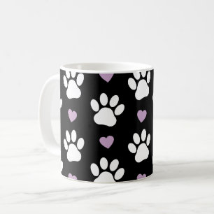 Muster, Hundeschrauben, weiße Pfoten, Lilakherzen Kaffeetasse