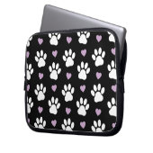 Muster, Hundeschrauben, weiße Pfoten, Lilakherzen Laptopschutzhülle (Vorderseite Links)