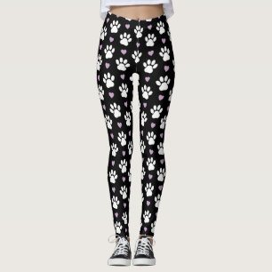 Muster, Hundeschrauben, weiße Pfoten, Lilakherzen Leggings