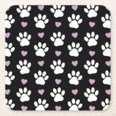 Muster, Hundeschrauben, weiße Pfoten, Lilakherzen Rechteckiger Pappuntersetzer (Vorderseite)