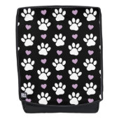 Muster, Hundeschrauben, weiße Pfoten, Lilakherzen Rucksack (Vorderseite)