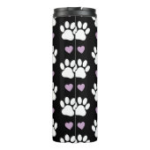 Muster, Hundeschrauben, weiße Pfoten, Lilakherzen Thermosbecher (Rückseite)