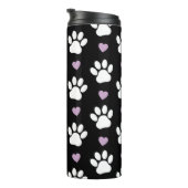 Muster, Hundeschrauben, weiße Pfoten, Lilakherzen Thermosbecher (Nach rechts gedreht)