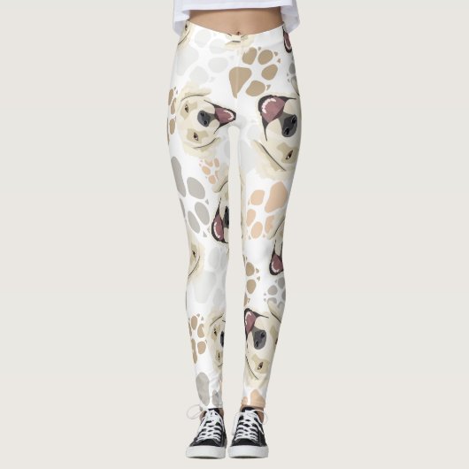 Muster-Hundetatzen-golden retriever Leggings (Vorderseite)