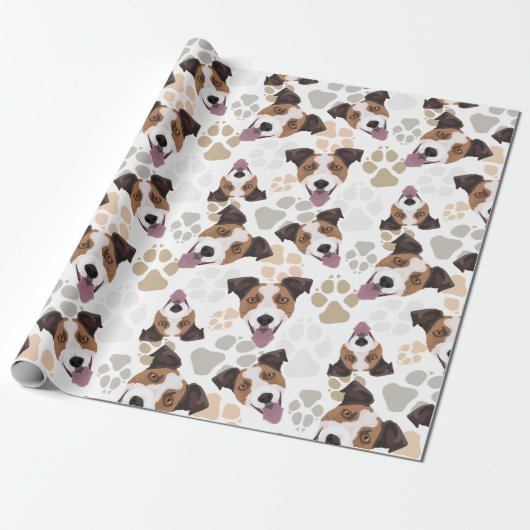 Muster-Hundetatzen-Jack-Russell-Terrier Geschenkpapier (Ungerollt)