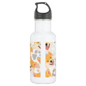 Muster-Hundetatzen Shiba Inu Edelstahlflasche (Rückseite)