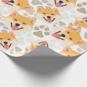 Muster-Hundetatzen Shiba Inu Geschenkpapier (Ecke)