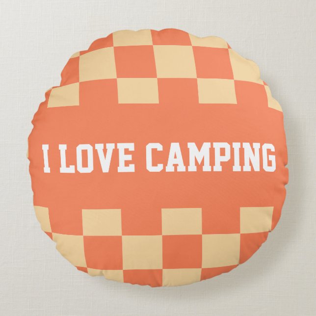 Muster I Liebe Camping Rundes Kissen (Vorderseite)