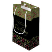 Muster im Detail mit Burgund Kleine Geschenktüte (Rückseite Schrägansicht)