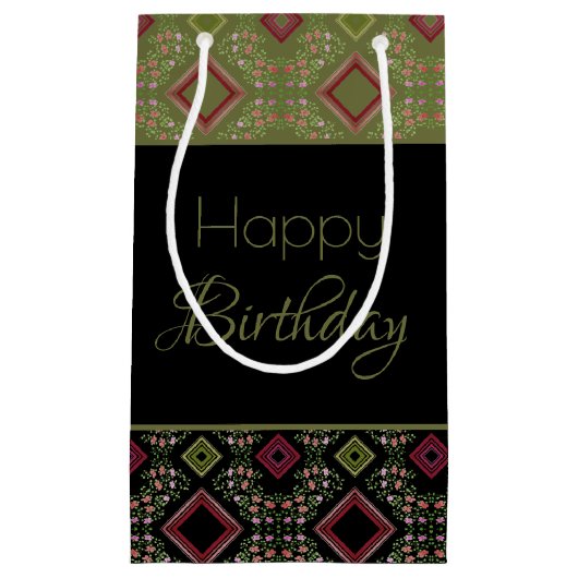 Muster im Detail mit Burgund Kleine Geschenktüte (Vorderseite)