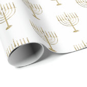 Muster Imitat-Goldchanukkas Menorah Geschenkpapier (Rolleneckpunkt)