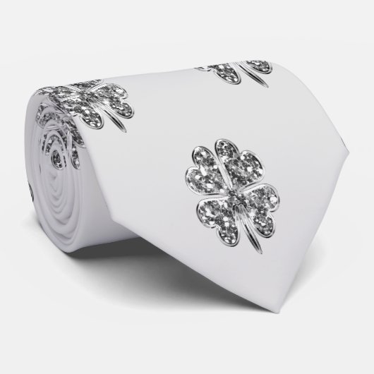 Muster-Imitate Silver Gray Pattern Clovers Krawatte (Gerollt)