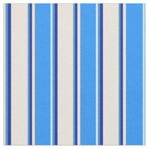 Muster in Beige, Blau und Midnight Blue Stripes Stoff