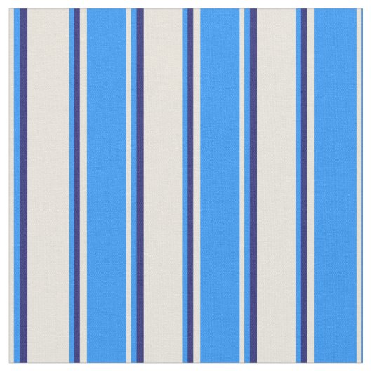Muster in Beige, Blau und Midnight Blue Stripes Stoff (Nahaufnahme)