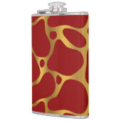 Muster in Druckrot und Goldgiraffe Flachmann (Links)