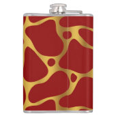 Muster in Druckrot und Goldgiraffe Flachmann (Rückseite)