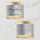 Muster in Gold-Sequenzen | Silver Metallic Hinterg Quadratische Visitenkarte (Vorne/Hinten)