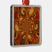 Muster in Orangen-, Braun-, Grün- Silbernes Ornament (Rechts)