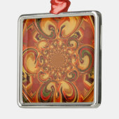 Muster in Orangen-, Braun-, Grün- Silbernes Ornament (Links)