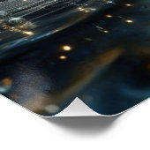 Muster in reinen Wasserblasen auf einem blauen See Poster (Ecke)