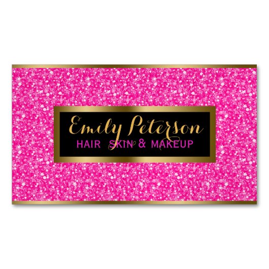 Muster in Rosa und Weiß des Glitzer Magnetische Visitenkarte (Vorderseite)