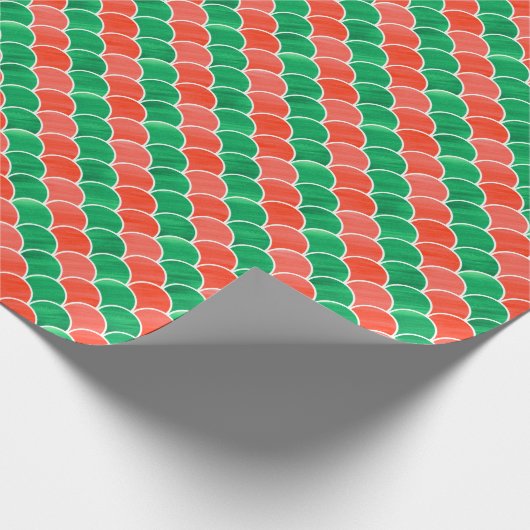 Muster in Rot und Grün-Gouache Geschenkpapier (Ecke)