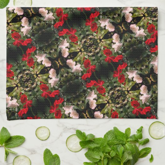 Muster in Rot und Weiß Geschirrtuch (Gefaltet)