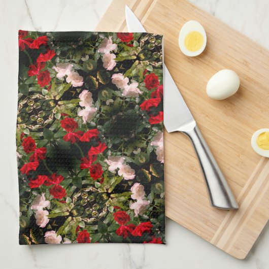 Muster in Rot und Weiß Geschirrtuch (Viertel Falte)