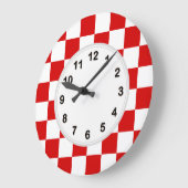 Muster in Rot und Weiß Große Wanduhr (Winkel)