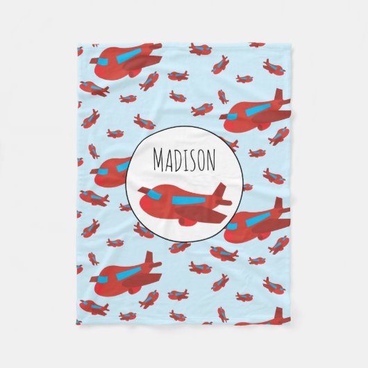 Muster-Individuelle Name für Red & Blue Airplane Fleecedecke (Vorderseite)