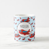 Muster-Individuelle Name für Red & Blue Airplane Kaffeetasse (Mittel)