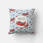 Muster-Individuelle Name für Red & Blue Airplane Kissen (Rückseite)
