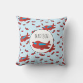 Muster-Individuelle Name für Red & Blue Airplane Kissen (Vorderseite)