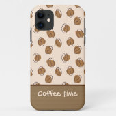 Muster Kaffeebohnen iPhone Case (Rückseite)