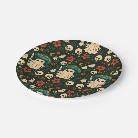 Muster Killer Shrooms & Blume Pappteller (Schrägansicht)