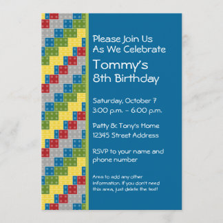 Muster - Kinder Gebäude Blocks Geburtstagsparty Einladung