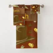 Muster kleiner Cowboy-Hüte in Brauntönen b Badhandtuch Set (Insitu)