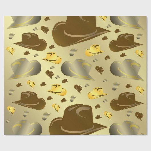 Muster kleiner Cowboy-Hüte in Brauntönen Geschenkpapier (Flach)